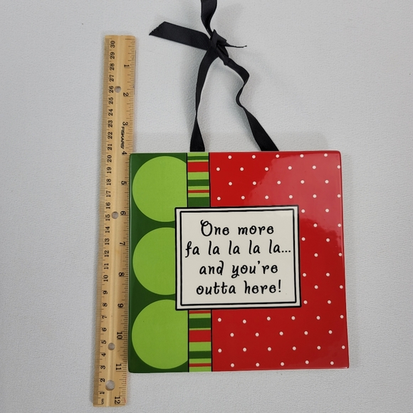 Plain Jane Co Holiday Ceramic Wall Hanging Trivet - One More Fa La La La La - Picture 7 of 13